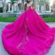 Sweetheart Fuchsia Quinceanera Dresses Mexican Lace 3D Flower Puffy Ball Gowns Off-Shoulder Applique Luxury Vestidos De