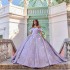 Sweetheart Lavender Quinceanera Dresses Lace Appliques Beading Tired Off the Shoulder Princess Ball Gown