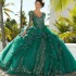 Sweetheart Mexico Emerald Green Quinceanera Dress Sequins Beaded with Long Sleeve Appliques Lace Sweet 16 Dress