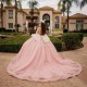 Sweetheart Pink Quinceanera Dresses Ball Gown For Sweet Girls Applique 3DFlowers Vestidos De XV Años Beads Birthday Prom Dress