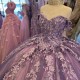 Sweetheart Purple Ball Gown Quinceanera Dresses Off The Shoulder Applique Lace Beading Corset Vestidos De 15 Años