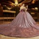 Sweetheart Shiny Backless Off The Shoulder Evening Dress 2024 Ball Gown Floor Length Sweep Train Quinceanera Dress