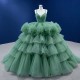 Tulle Green Ball Gown Quinceanera Dresses Cake vestidos de quinceañera 2024 Spaghetti Straps Puffy Evening Dress