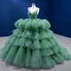 Tulle Green Ball Gown Quinceanera Dresses Cake vestidos de quinceañera 2024 Spaghetti Straps Puffy Evening Dress