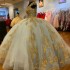 V Neck Blue And Golden Quinceanera Dress 2024 Ball Gown Lace Applique Flowers Appliques Beading Corset Pageant Sweet 15 Party