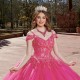 V-Neck Sequin Spaghetti Strap Off The Shoulder Evening Dress 2024 Ball Gown Floor Length Appliques Quinceanera Dresses