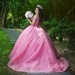 2024 Ball Gown Quinceanrea Dress 3D Flower Sweetheart Sweet 16 Tulle Princess Vestido De XV Quinceaneras