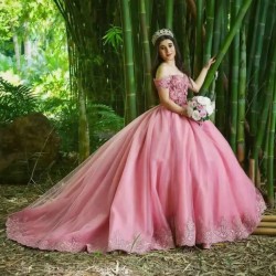 2024 Ball Gown Quinceanrea Dress 3D Flower Sweetheart Sweet 16 Tulle Princess Vestido De XV Quinceaneras