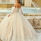 2024 Champagne Ball Gown Quinceanera Dress Sweetheart Long Sleeve Lace Appliques Beading Sweet 16 Vestido