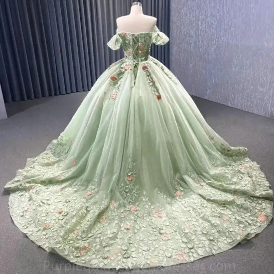 2024 Mint Green Ball Gown Sweet 15 Year Old Quinceanera Dresses With Appliques Formal Party Gown For Women