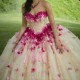 2024 New Flowers Quinceanera Dresses Remove Sleeves Appliques Beading Sweet 16 Prom Party Gowns Luxury Vestidos