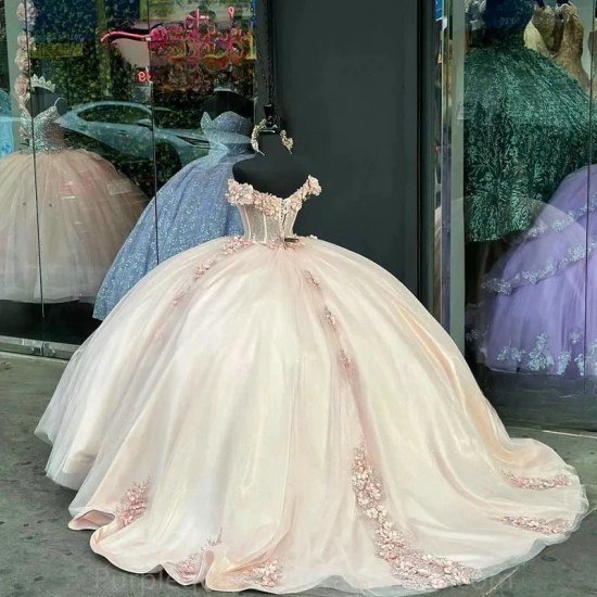 2024 Pink Cinderella Quinceanera Dresses Ball Gown Applique Party Gowns Vestido De Festa Sweet 16 Dress