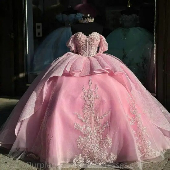 2024 Pink Quinceanera Dresses Ball Gown Prom Dress Sweet 16 Dress Birthday Party Vestidos 15 Anos Princess Formal Pageant Wear