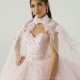 Ball Gown Pink Quinceanera Dress 2024 Sweetheart With Shawl Flowers Beaded Vestidos