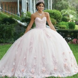 Ball Gown Pink Quinceanera Dress 2024 Sweetheart With Shawl Flowers Beaded Vestidos