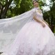 Ball Gown Pink Quinceanera Dress 2024 Sweetheart With Shawl Flowers Beaded Vestidos