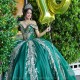 Beading Green Prom Dresses Sweet 16 Girl Appliques Lace With Cape Princess Ball Gown Quinceanera Dresses Vestidos De 15 Anos