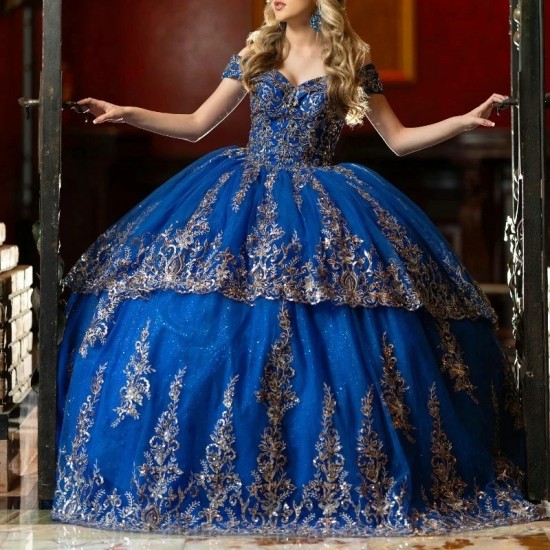 Beading Royal Blue Quinceanera Dresses For 16 Girl Appliques Lace Tull Princess Ball Gowns Birthday Prom Dress vestidos