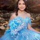 Beads Blue Quinceanera Dress For Sweet 16 Girls Appliques Princess Ball Gown Ruffles Vestidos De Fiesta