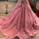 Charming Pink Sweetheart Backless Flowers Appliques Evening Dress 2024 Ball Gown Floor Length Sweep Train Quinceanera Dress