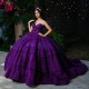 Dark Purple Ball Gown Quinceanera Dress Gorgeous Sweetheart Sleeveless Beads Ruffles Tulle Party Dresses Sweet 15 Year Gowns