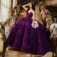 Dark Purple Ball Gown Quinceanera Dress Gorgeous Sweetheart Sleeveless Beads Ruffles Tulle Party Dresses Sweet 15 Year Gowns