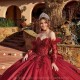 Glitter Burgundy Quinceanera Dress Lace Applique Feather Beading Detachable Sleeve Sweet 16 Vestidos De 15 Anos