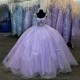 Gorgeous Purple Ball Gown Quinceanera Dress Royalty Saudi Arabia Spaghetti Straps Sleeveless Soft Tulle Evening Dress