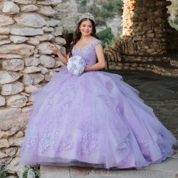 Lavender Quinceanera Dresses Sweetheart Applique Vestidos De 15 Anos Tulle Lace Beading Mexican Girls Birthday Gowns