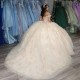 Light Champagne Quinceanera Dresses Beads Lace Flower Beads Tull Off The Shoulder Sweet 16 Birthday Party Ball Gowns vestidos de