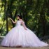 Light Pink Off The Shoulder Ribbons Quinceanera Dresses Ball Gown Floral Appliques Lace Corset Vestidos De 15 Anos