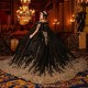 Long Sleeve Black Quinceanera Dress Gold Lace Appliques Beads Ball Gown Beading Sweet 16 Vestidos De 15 Anos