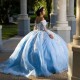 Long Sleeve Blue Quinceanera Dress Applique Lace Beads Ball Gown Sweet 16 Girls 15 Vestidos 15 De Anos