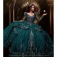 Long Sleeve Emerald Green Quinceanera Dress Beades Appliques Tiered Princess Ball Gown Sweet 16 Dress Vestidos De 15 Quinceanera