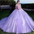 Long Sleeve Purple Quinceanera Dresses Ball Gowns Appliques Beads Birthday Party Prom Dress Vestidos De 15 Custom Made