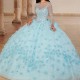 Long Sleeve Quinceaneras Dresses Crystal Beaded Sweet 16 Flower 2024 فساتين Vestidos De 15 Sheer Neck Anos