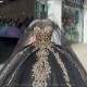 Luxury Black Ball Gowns Quinceanera Dresses Beading Sequined Appliques Sweetheart Lace Party Princess Skirt Vestidos De Fiesta