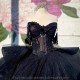 Luxury Black Crystals Ball Gown Quinceanera Dresses Appliques Off The Shoulder Beads Sweet 16 Dress Vestidos De 15 Quinceanera