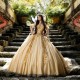 Luxury Champagne Lace Princess Quinceanera Dresses Ball Gown 2024 Sweetheart Beaded Applique Sweet 16 Dress Vestidos De 15 Anos