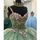 Luxury Light Green Quinceanera Dresses Vestidos De 15 Anos Off Shoulder 3D Flower Applique Custom Formal Princess Gown