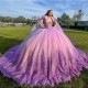 Luxury Pink Flower Lace Quinceanera Dress 2024 Ball Gown Prom Dress With Cape Sweet 16 Birthday Party Vestidos 15 Anos Princess