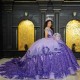 Luxury Shiny Purple Quinceanera Dress Appliques Beads Mexican Sweet 16 Princess Ball Gown Vestido De 15 Quinceaneras