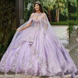 Luxury Sweetheart Open Back Flowers Cloak Quinceanera Evening Dress 2024 Ball Gown Floor Length Sweep Train Lace Up Prom Dress