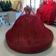 Mexican Burgundy Shiny Quinceanera Dress 2024 With Cape Ball Gown Lace Appliques Sweet 16 Vestidos