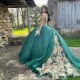 Mexican Green Quinceanera Dress Ball Gown Gold Lace Applique Sweet Vestidos De XV 15 Anos 16 XV Years Old Miss Birthday Mexican