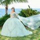 Mint Green Princess Quinceanera Dress Applique Lace With Cape Ball Gown Sweet 16 Dresses Gala Vestido De 15 Anos