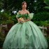 Mint Sweetheart Ball Gown Quinceanera Dress Tulle Applique Lace Beads Party Gown Sweet 16 Vestido De 15 Anos