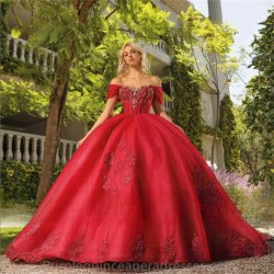 New Arrival Red Appliques Quinceanera Dresses Ball Gown 2024 Bow Crystal Sweet 15 Dress Birthday Dress Lace Up Vestidos De XV