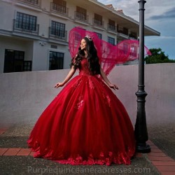 New Red Quinceanera Dress For Sweet 16 Girls Appliques Beads Princess Ball Gown With Cape Birthday Party Gown Vestido De 15