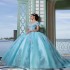 Off Shoulder Mint Glittering Quinceanera Dress Applique Lace Birthday Party Sweet 16 Vestidos De Fiesta